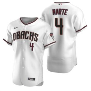 Men's  Arizona Diamondbacks #4 Ketel Marte White Crimson 2020 Home Jersey