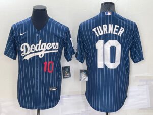 Men's  Los Angeles Dodgers #10 Justin Turner Blue Stitched Cool Base Jersey