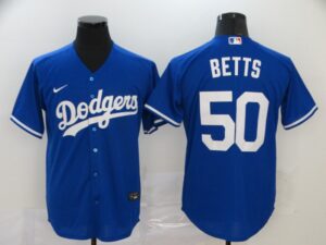 Men's Los Angeles Dodgers #50 Mookie Betts Blue Stitched Cool Base  Jersey