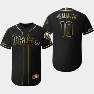 Men's Philadelphia Phillies #10 J.T. Realmuto Black Flex Base Jersey