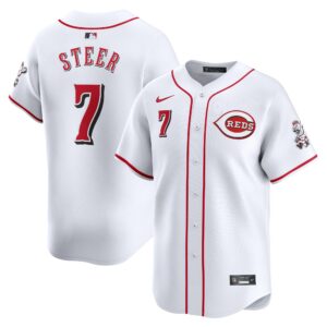 Men's Cincinnati Reds #7 Spencer Steer  White Home Limited Player Jersey