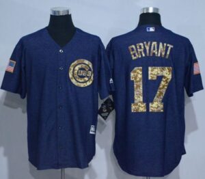 Chicago Cubs #17 Kris Bryant Denim Blue Salute to Service Stitched Jersey
