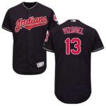 Indians #13 Omar Vizquel Navy Blue Flexbase Collection Stitched Jersey