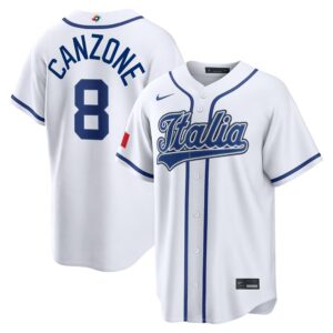 Dominic Canzone #8 Italy Baseball 2026 World Baseball Classic Home Stadium Jersey - White