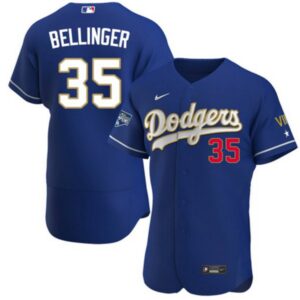Men's Los Angeles Dodgers #35 Cody Bellinger Royal Blue Championship Flex Base Sttiched Jersey