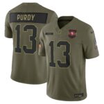 Men's San Francisco 49ers #13 Brock Purdy Olive 2025 Salute to Service Limited Jersey