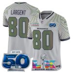 Steve Largent #80 Seattle Seahawks 2025 Rivalries Super Super Bowl LX 50th Season Patch Vapor Limited Jersey