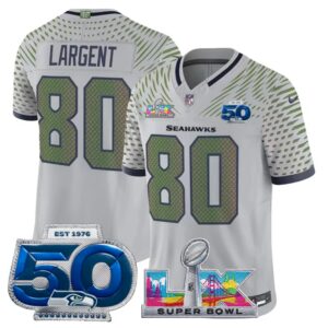 Steve Largent #80 Seattle Seahawks 2025 Rivalries Super Super Bowl LX 50th Season Patch Vapor Limited Jersey