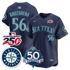 Randy Arozarena #56 Seattle Mariners 250th Anniversary & AL West Vapor Premier Limited Jersey - Navy