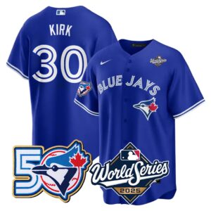 Alejandro Kirk #30 Toronto Blue Jays 50th 2025 World Series Limited Jersey Stitched Royal