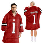 Adult #1 Indiana Football Unisex Blanket Hoodie