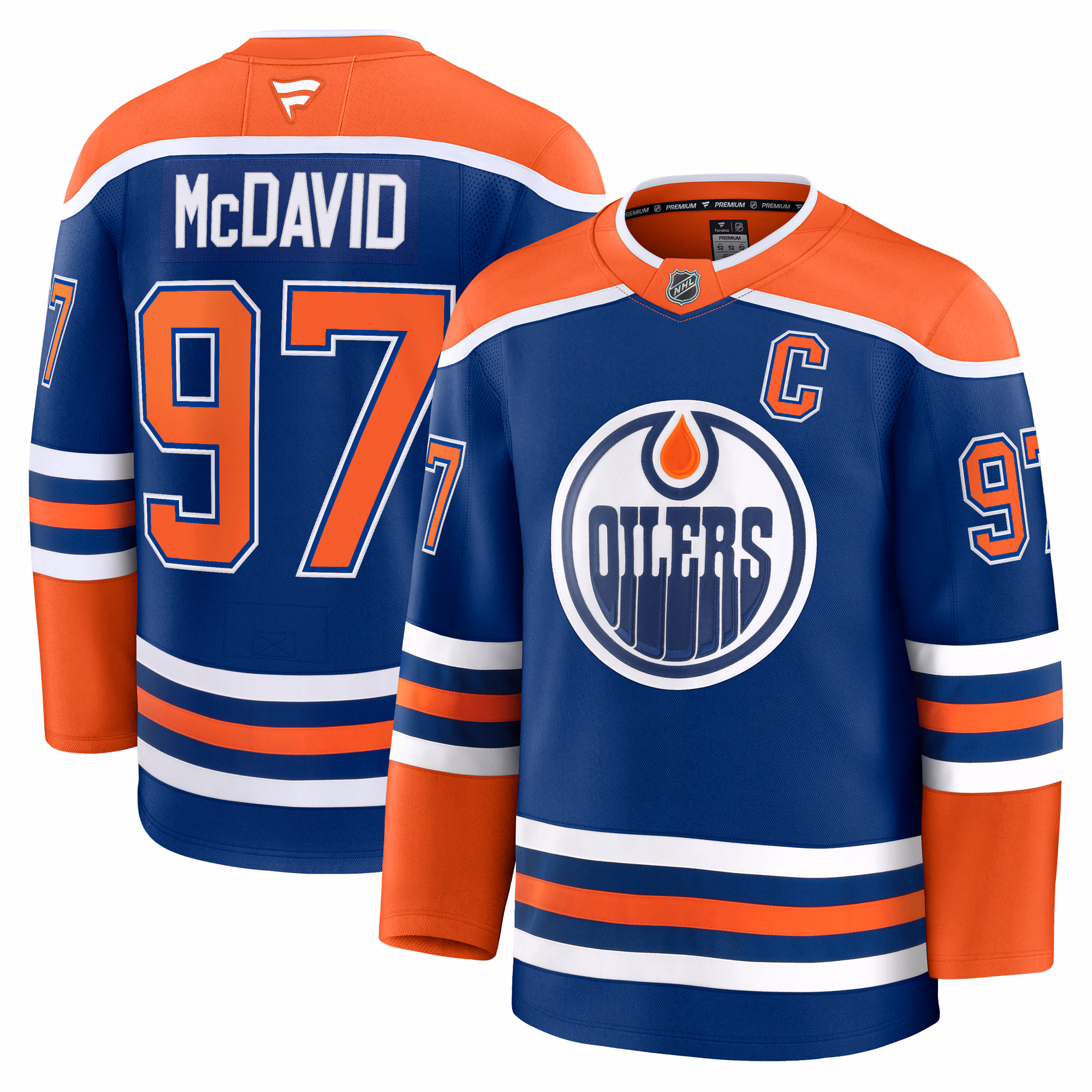 Edmonton Oilers Connor McDavid #97 Fanatics Royal Home Premium Jersey