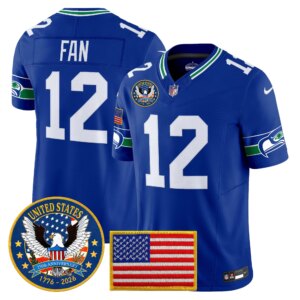 Th Fan #12 Seattle Seahawks United States 250th Anniversary Patch Vapor Limited Jersey - All Stitched