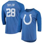 Men's Jonathan Taylor Royal Indianapolis Colts Name & Number Team Colorway Tri-Blend 3/4 Raglan Sleeve Player T-Shirt