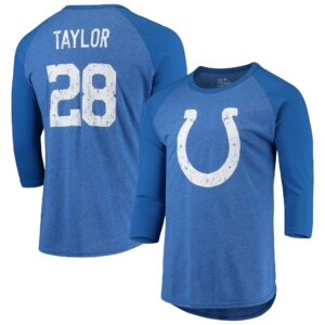 Men's Jonathan Taylor Royal Indianapolis Colts Name & Number Team Colorway Tri-Blend 3/4 Raglan Sleeve Player T-Shirt