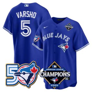 Daulton Varsho #5 Toronto Blue Jays 50th American League Champions Jersey Stitched Royal