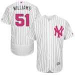 New York Yankees #51 Bernie Williams White Strip Flexbase Collection 2016 Mother's Day Stitched Jersey