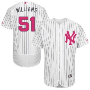 New York Yankees #51 Bernie Williams White Strip Flexbase Collection 2016 Mother's Day Stitched Jersey