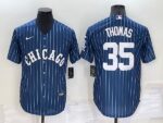 Men's  Chicago White Sox #35 Frank Thomas Blue Throwback Cool Base Jersey