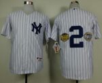 New York Yankees #2 Derek Jeter White W/Commemorative Final Season And Inaugural Season And Retirement Patch Stitched Jersey