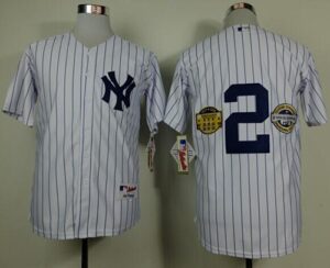 New York Yankees #2 Derek Jeter White W/Commemorative Final Season And Inaugural Season And Retirement Patch Stitched Jersey