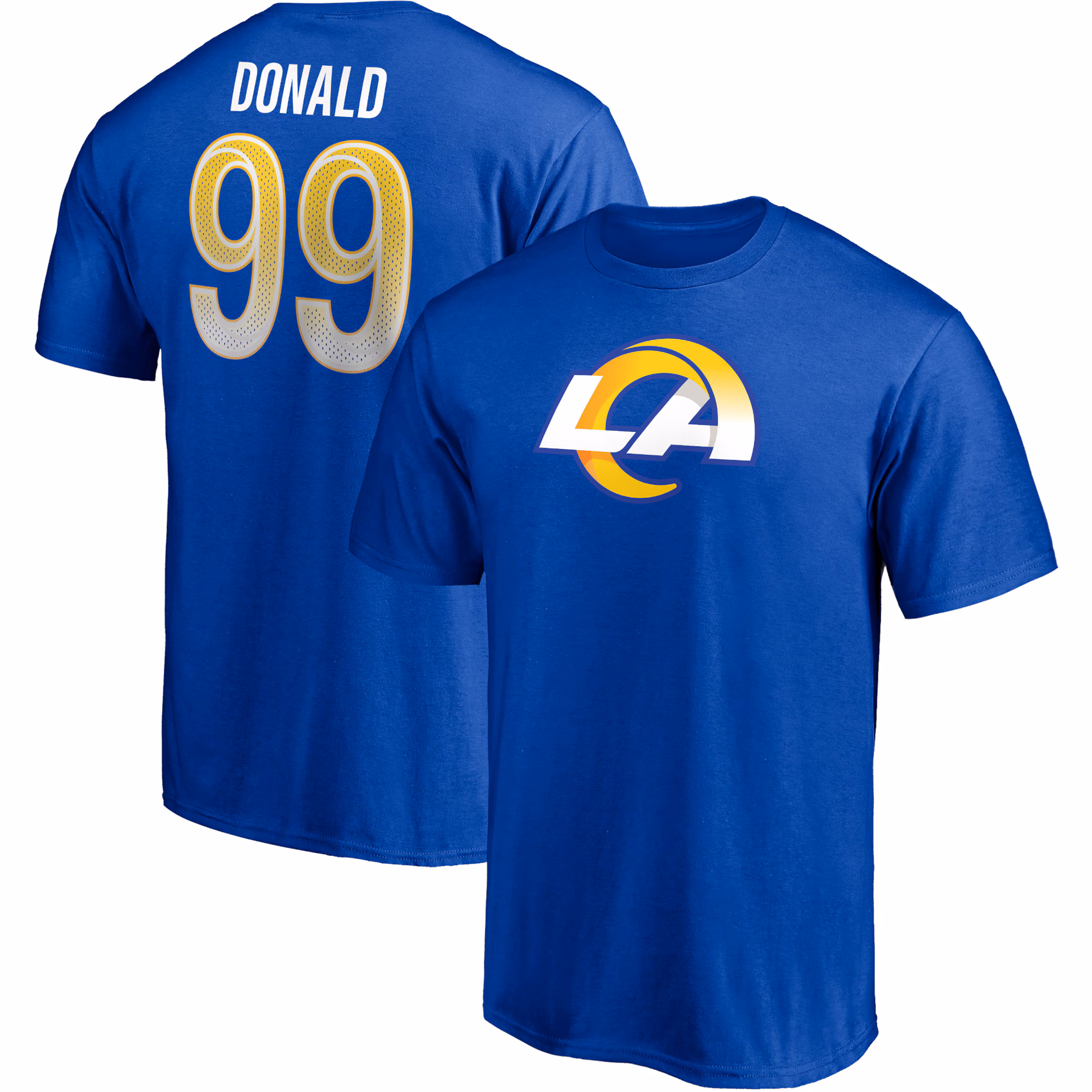 Men's Aaron Donald Royal Los Angeles Rams Player Icon Name & Number T-Shirt