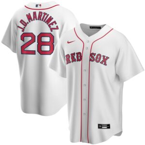 Men's  Boston Red Sox #28 J.D. Martinez White Home 2020 Jersey