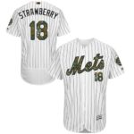 New York Mets #18 Darryl Strawberry White(Blue Strip) Flexbase Collection 2016 Memorial Day Stitched Jersey
