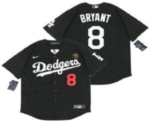 Men's Los Angeles Dodgers #8 Kobe Bryant Black With KB Patch Stitched Cool Base  Jersey