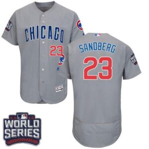 Chicago Cubs #23 Ryne Sandberg Grey Flexbase Collection Road 2016 World Series Bound Stitched Jersey