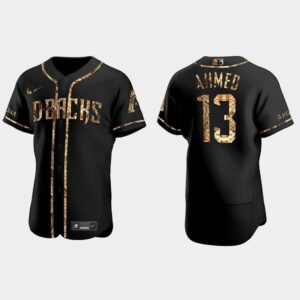 Men's Arizona Diamondbacks #13 Nick Ahmed Python Skin Black Flex Base Jersey