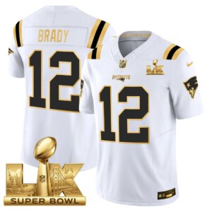 Tom Brady #12 New England Patriots Super Bowl LX Gold Patch Vapor Limited Game Jersey - All Stitched