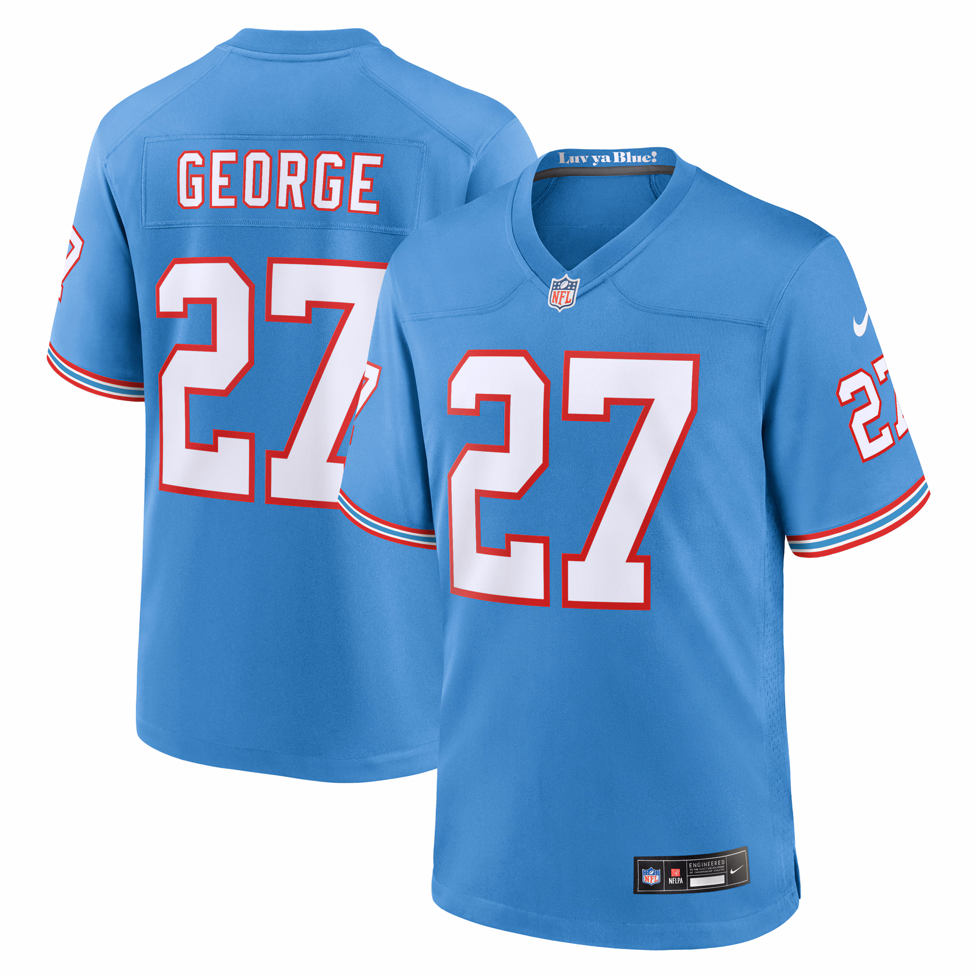 Eddie George #27 Tennessee TitansLight Blue Retired Player Alternate Game Jersey