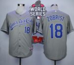 Kansas City Royals #18 Ben Zobrist Grey Cool Base W/2015 World Series Patch Stitched Jersey