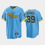 Men's Milwaukee Brewers 2022 City Connect #39 Corbin Burnes Powder Blue Cool Base Jersey