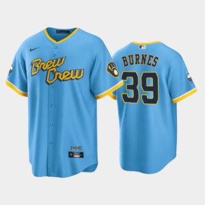 Men's Milwaukee Brewers 2022 City Connect #39 Corbin Burnes Powder Blue Cool Base Jersey