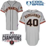 San Francisco Giants #40 Madison Bumgarner Grey Cool Base W/2014 World Series Champions Patch Stitched Jersey