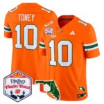 Malachi Toney #10 Miami Hurricanes MIA 2026 The Fiesta Bowl & Florida Patch Vapor Limited Jersey - All Stitched