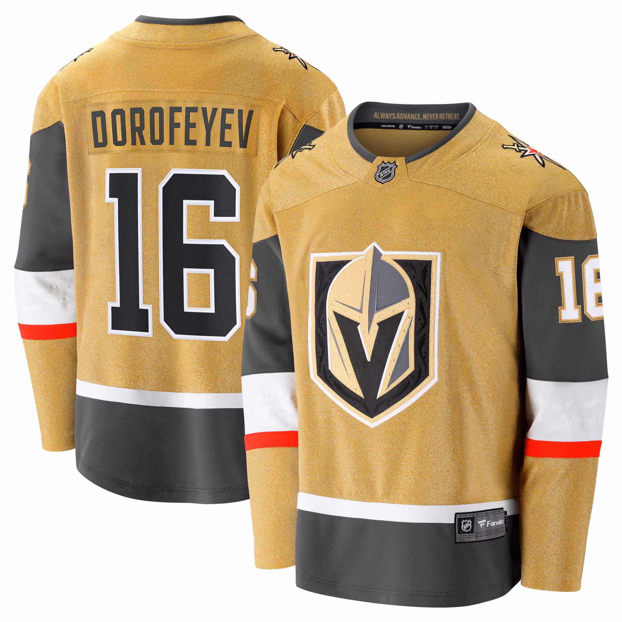 Vegas Golden Knights Pavel Dorofeyev #16 Fanatics Gold  Premier Breakaway Player Jersey