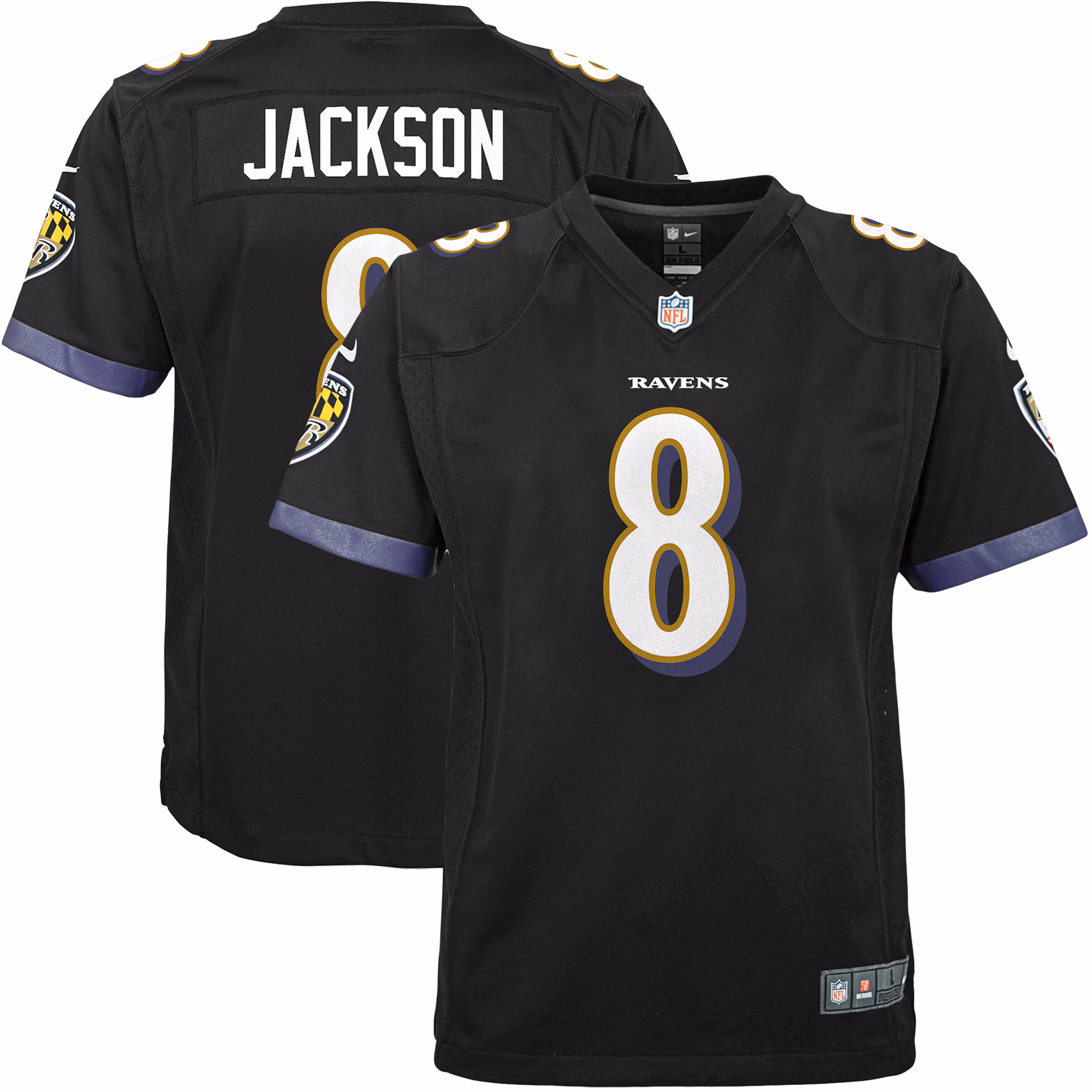 Lamar Jackson Baltimore Ravens Youth Game Jersey - Black