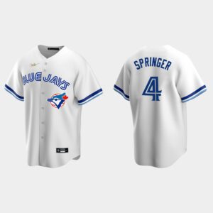 Men's Toronto Blue Jays #4 George Springer White Cooperstown Collection Home Jersey