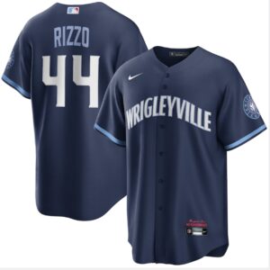 Men's  Chicago Cubs #44 Anthony Rizzo Navy 2021 City Connect Replica Player Jersey