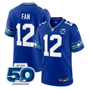 Seattle Seahawks #12 Royal Alternate 50th Season Game Jersey