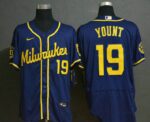 Men's Milwaukee Brewers #19 Robin Yount Navy Blue Stitched Flex Base  Jersey