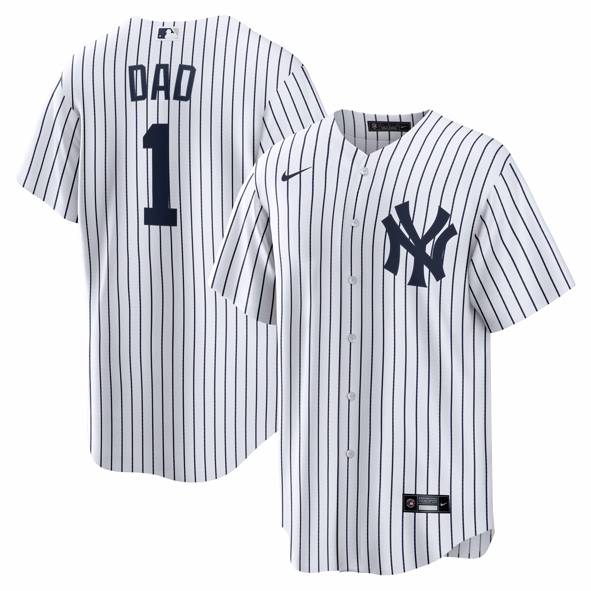 New York Yankees  White #1 Dad Home Replica Jersey