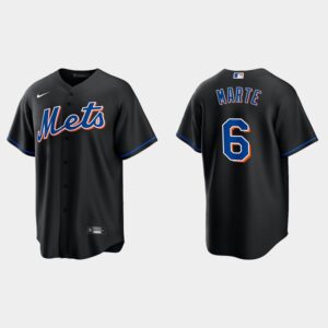 Men's New York Mets #6 Starling Marte Black Alternate Jersey