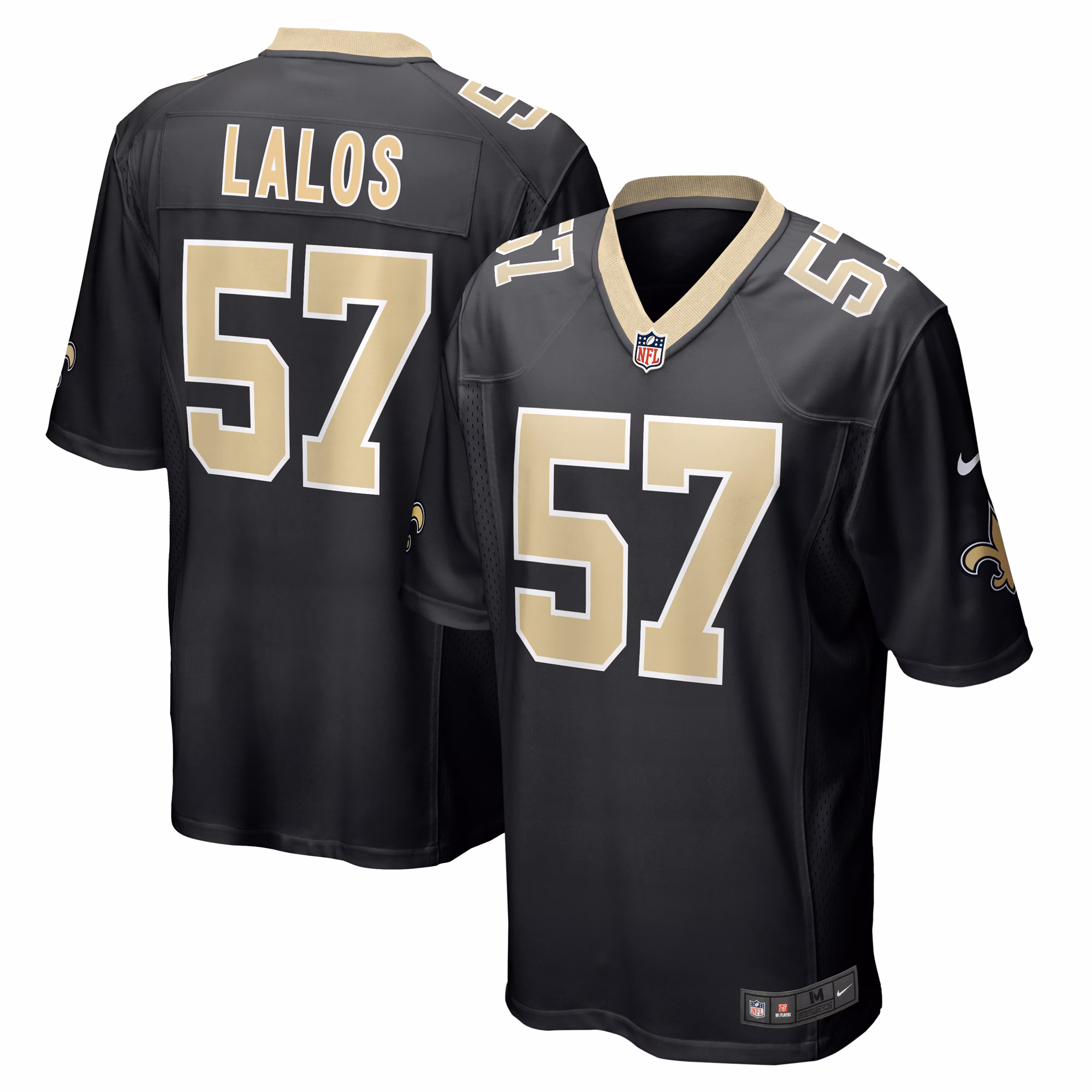 Niko Lalos New Orleans Saints Team Game Jersey -  Black