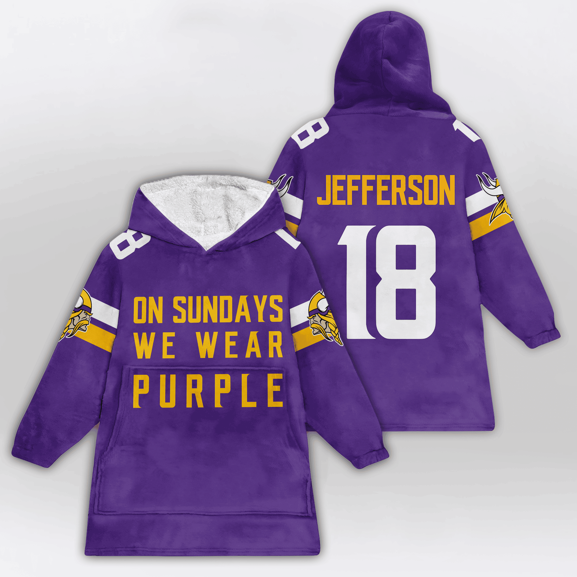 Kid 18 Minnesota Football Unisex Blanket Hoodie - Image 5