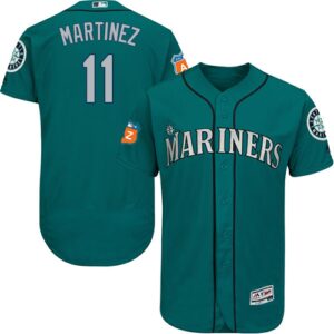 Seattle Mariners #11 Edgar Martinez Green Flexbase Collection Stitched Jersey