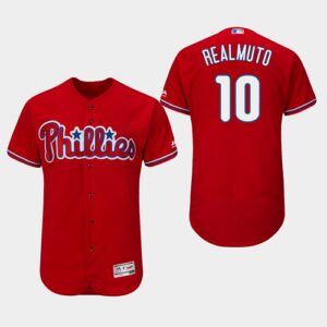 Men's Philadelphia Phillies #10 J.T. Realmuto Scarlet Collection Alternate Flex Base Jersey